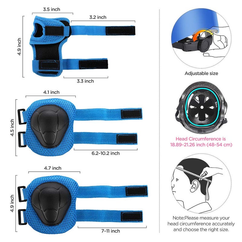 DaCool Kids Bike Helmet Skateboard Knee Pads - Toddler Helmet Adjustable for 3-8 Years Old Girls Boys Child Kids Protective Gear Set for Sport Cycling Bike Roller Skating Scooter  Blue - Image 4
